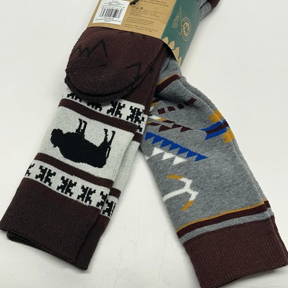 Northeast Outfitters Neo Snowsport Aztec Mountain Burgundy Large Ski Socks (I2)